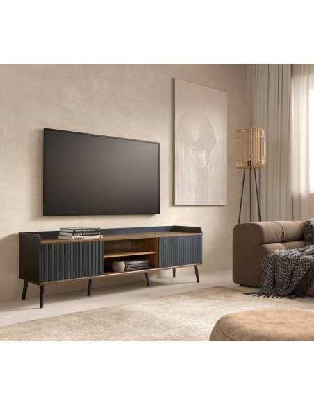 Mueble de TV DOVER 180 x 45, color negro y nogal