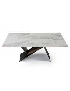 MESA de COMEDOR NOA 180x90, porcelanico, metal, nogal 2