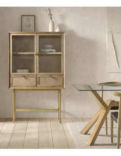 Vitrina cubo alto ANDES 100 x 40, madeira natural e metal... 2