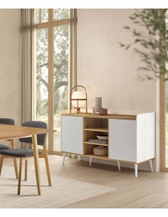 Aparador DOVER 150 x 45, melamina en blanco y roble,... 2