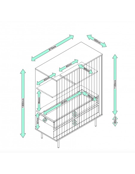 Teulat Aparador alto de diseño SIERRA lacado en blanco.
