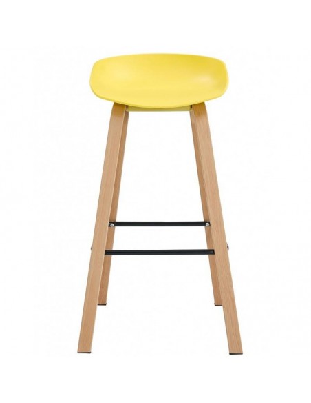 Taburete Welli 75, metal acabado madera, plastico