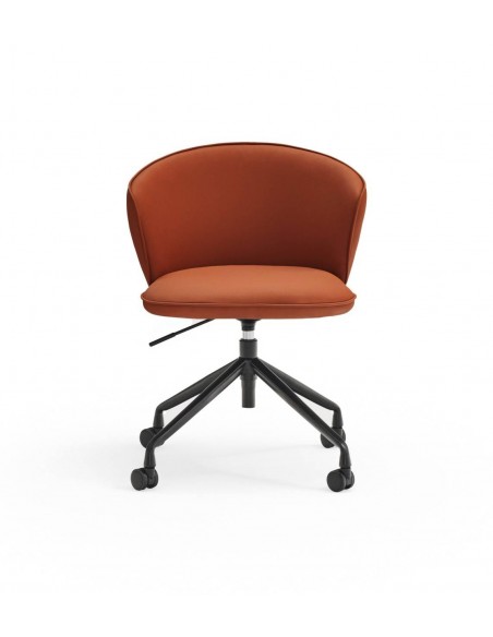 CADEIRA TEULAT ADD COM RODAS, COURO SINTÉTICO COR TERRACOTTA.