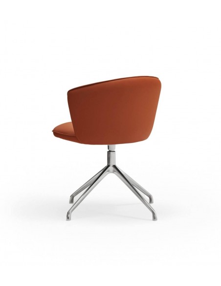 SILLA DE TEULAT ADD GIRATORIA EN CUERO SINTÉTICO COLOR TERRACOTA PATAS CROMADAS.