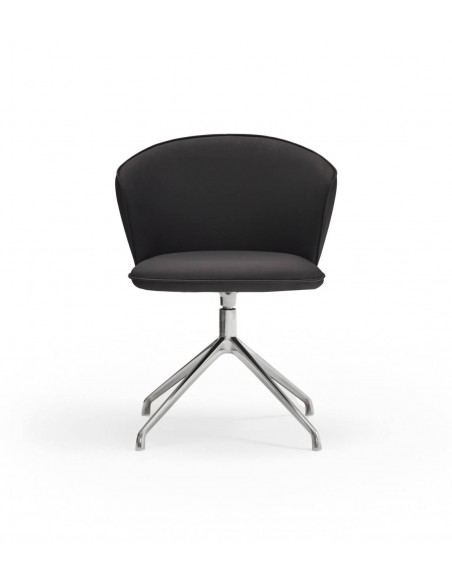 SILLA DE TEULAT ADD GIRATORIA EN CUERO SINTÉTICO COLOR NEGRO PATAS CROMADAS.