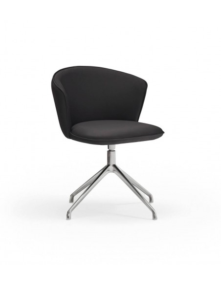 SILLA DE TEULAT ADD GIRATORIA EN CUERO SINTÉTICO COLOR NEGRO PATAS CROMADAS.