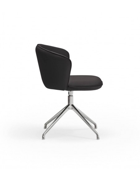 SILLA DE TEULAT ADD GIRATORIA EN CUERO SINTÉTICO COLOR NEGRO PATAS CROMADAS.
