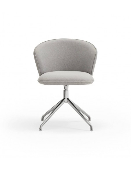 SILLA DE TEULAT ADD GIRATORIA EN TEJIDO GRIS CLARO PATAS CROMADAS.