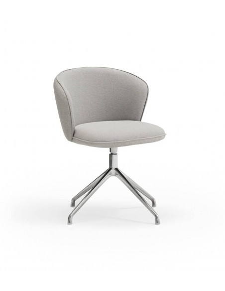SILLA DE TEULAT ADD GIRATORIA EN TEJIDO GRIS CLARO PATAS CROMADAS.