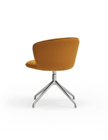 SILLA DE TEULAT ADD GIRATORIA EN TEJIDO MOSTAZA PATAS CROMADAS.