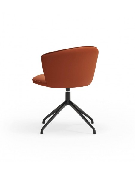 SILLA DE TEULAT ADD GIRATORIA EN CUERO SINTÉTICO COLOR TERRACOTA PATAS NEGRAS.