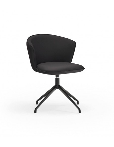 SILLA DE TEULAT ADD GIRATORIA EN CUERO SINTÉTICO COLOR NEGRO PATAS NEGRAS.