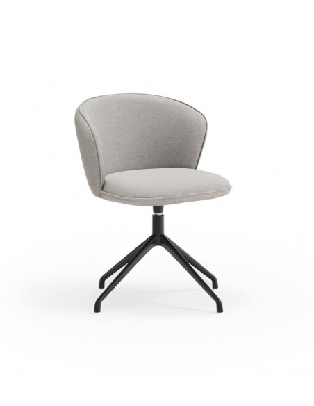SILLA DE TEULAT ADD GIRATORIA EN TEJIDO GRIS CLARO PATAS NEGRAS.