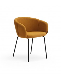 CADEIRA TEULAT ADD COM BRAÇOS EM TECIDO MOSTARDA PERNAS...