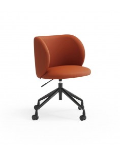 CADEIRA TEULAT MOGI COM RODAS, COURO SINTÉTICO TERRACOTTA.