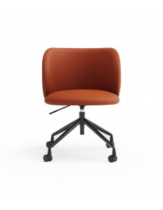 CADEIRA TEULAT MOGI COM RODAS, COURO SINTÉTICO TERRACOTTA. 2