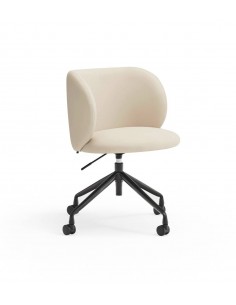 CADEIRA TEULAT MOGI COM RODAS, COURO SINTÉTICO BEIGE.