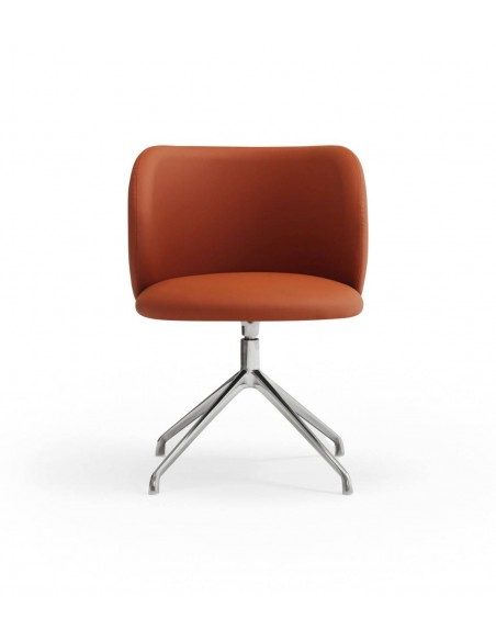 SILLA TEULAT MOGI GIRATORIA, CUERO SINTÉTICO TERRACOTA y base CROMADAS.