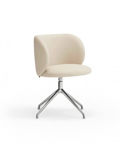 SILLA TEULAT MOGI GIRATORIA, CUERO SINTÉTICO BEIGE y base CROMADA