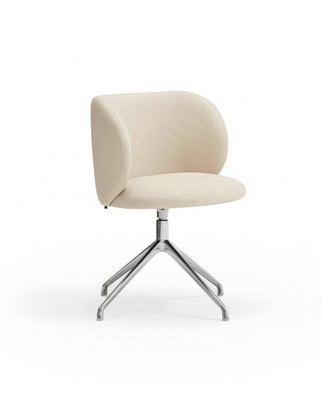 SILLA TEULAT MOGI GIRATORIA, CUERO SINTÉTICO BEIGE y base CROMADA