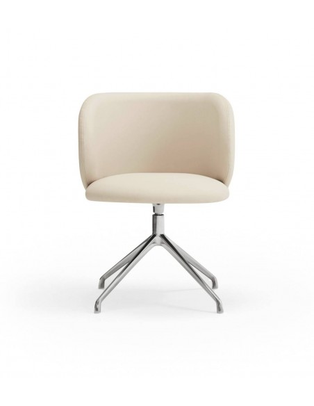 SILLA TEULAT MOGI GIRATORIA, CUERO SINTÉTICO BEIGE y base CROMADA