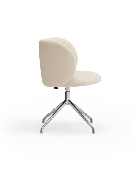 SILLA TEULAT MOGI GIRATORIA, CUERO SINTÉTICO BEIGE y base CROMADA