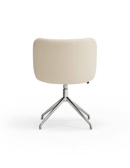 SILLA TEULAT MOGI GIRATORIA, CUERO SINTÉTICO BEIGE y base CROMADA