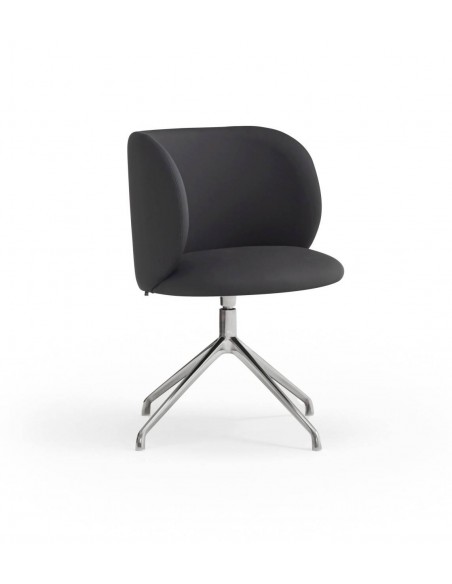 SILLA TEULAT MOGI GIRATORIA, CUERO SINTÉTICO NEGRO y base CROMADA