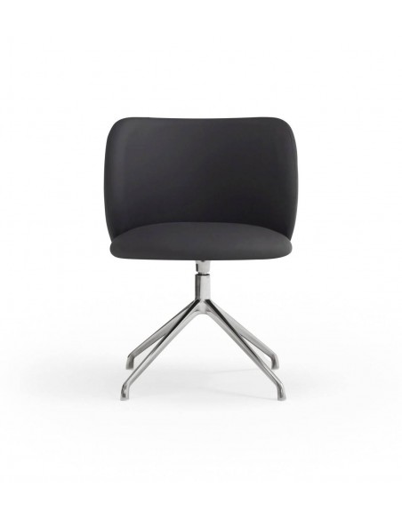 SILLA TEULAT MOGI GIRATORIA, CUERO SINTÉTICO NEGRO y base CROMADA