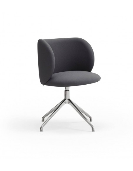 SILLA TEULAT MOGI GIRATORIA, TEJIDO GRIS OSCURO y base CROMADA