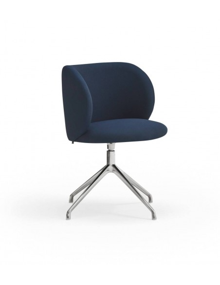 SILLA TEULAT MOGI GIRATORIA, TEJIDO AZUL MARINO, base CROMADA