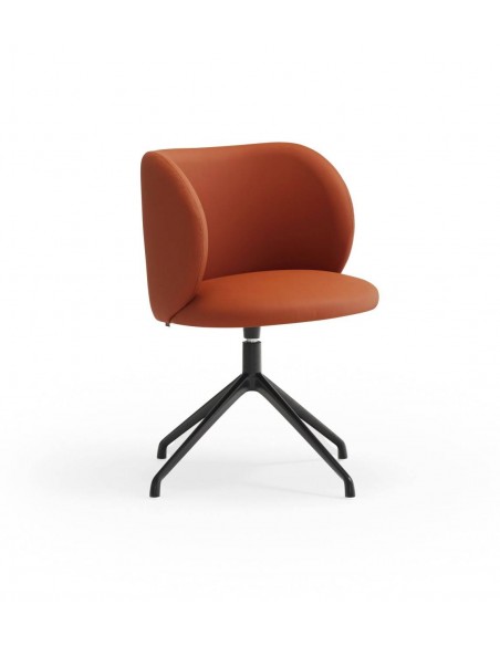 CADEIRA GIRATÓRIA TEULAT MOGI, COURO SINTÉTICO TERRACOTTA e base preto