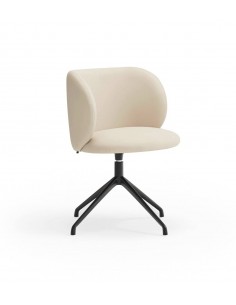 CADEIRA GIRATÓRIA TEULAT MOGI DE COURO SINTÉTICO BEIGE y...