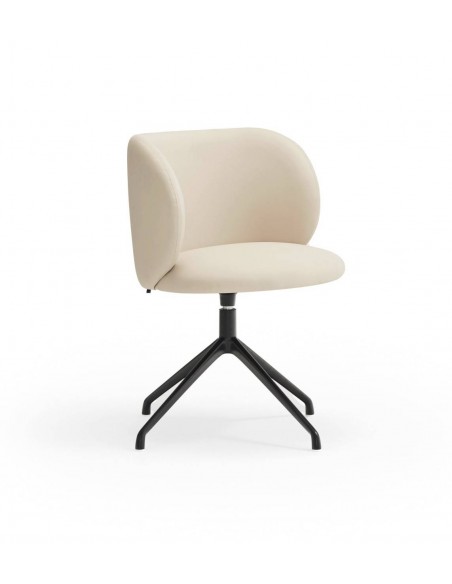 SILLA TEULAT MOGI GIRATORIA EN CUERO SINTÉTICO BEIGE y base NEGRA.