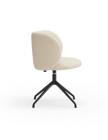 SILLA TEULAT MOGI GIRATORIA EN CUERO SINTÉTICO BEIGE y base NEGRA.