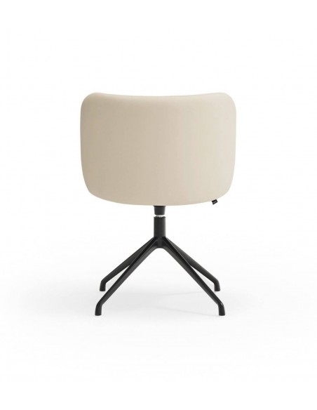 SILLA TEULAT MOGI GIRATORIA EN CUERO SINTÉTICO BEIGE y base NEGRA.