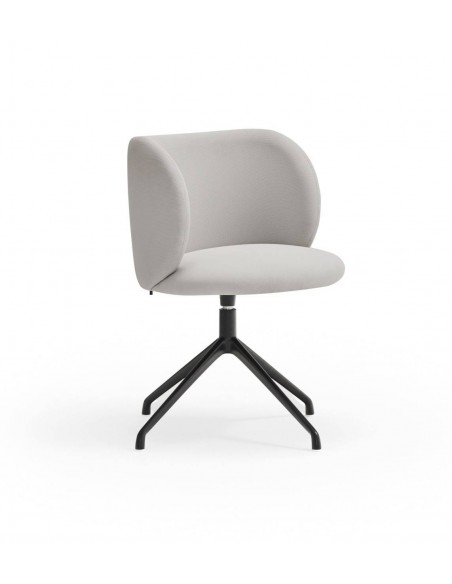 SILLA TEULAT MOGI GIRATORIA EN TEJIDO GRIS CLARO y base NEGRA