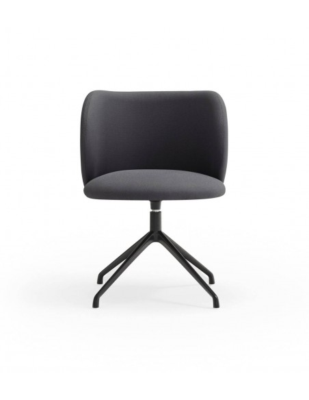SILLA TEULAT MOGI GIRATORIA EN TEJIDO GRIS OSCURO y base NEGRA