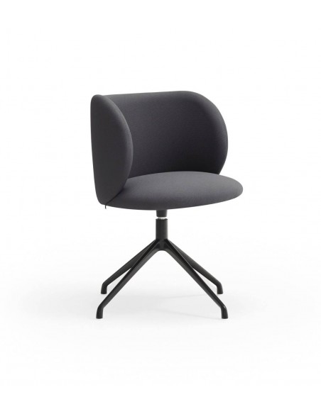 SILLA TEULAT MOGI GIRATORIA EN TEJIDO GRIS OSCURO y base NEGRA