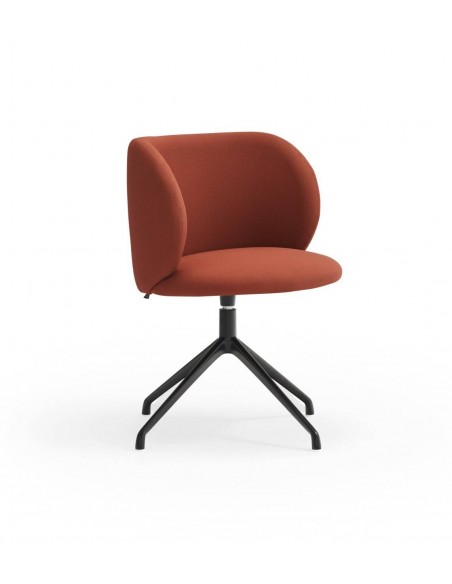 CADEIRA GIRATÓRIA TEULAT MOGI DE TECIDO TELHA PERNAS PRETAS.