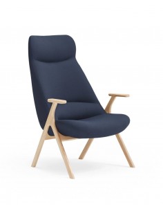 BUTACA TEULAT DINS, TEJIDO AZUL OSCURO y MADERA.