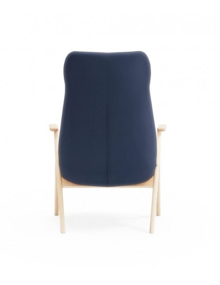 BUTACA TEULAT DINS, TEJIDO AZUL OSCURO y MADERA.