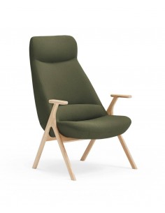 BUTACA TEULAT DINS, TEJIDO VERDE OSCURO y MADERA.