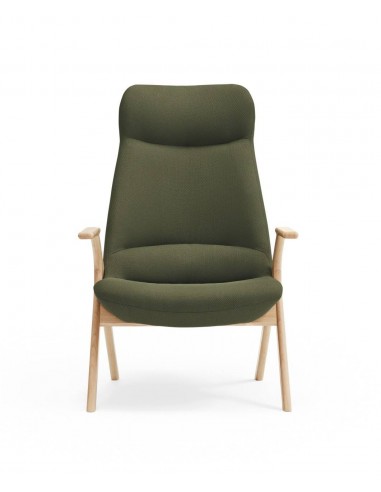 BUTACA TEULAT DINS, TEJIDO VERDE OSCURO y MADERA.