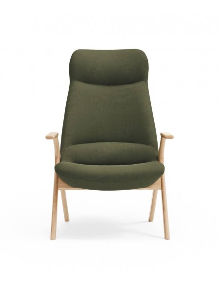 BUTACA TEULAT DINS, TEJIDO VERDE OSCURO y MADERA.