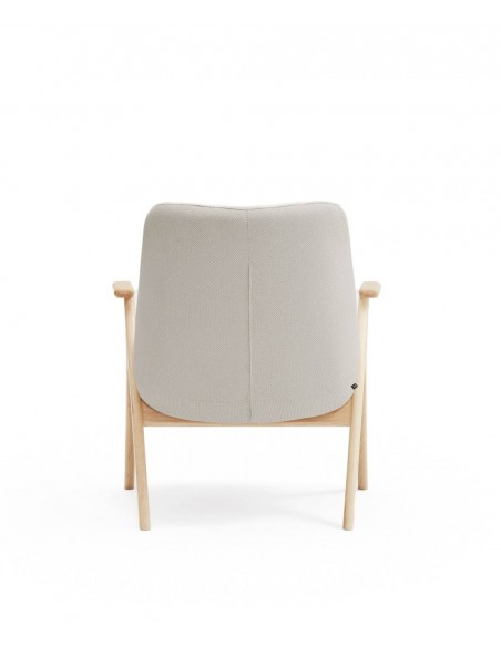 BUTACA BAJA TEULAT DINS, TEJIDO CREMA y MADERA.