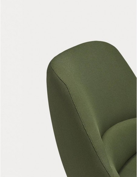 BUTACA BAJA TEULAT DINS, TEJIDO VERDE OSCURO y MADERA.