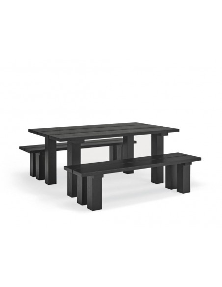 TEULAT MESA mediterránea BANDA 180 x 100, MADERA ACABADA EN NEGRO.