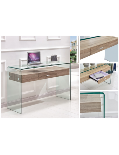 Consola MARLYN 120x40, madera, cristal curvado 2