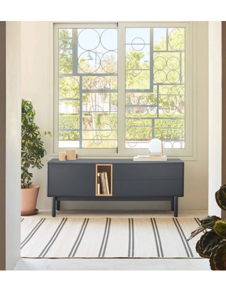 TEULAT MUEBLE TV CORVO 140x40, MDF lacado ANTRACITA OSCURO